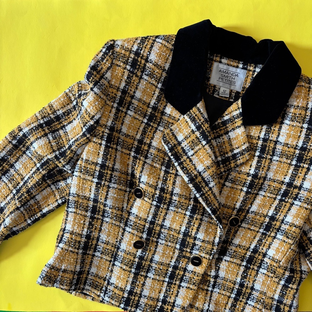Vintage Yellow and Black Plaid Blazer